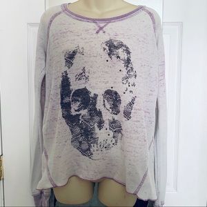 Studded Skull Mock Thermal Long Sleeved Shirt